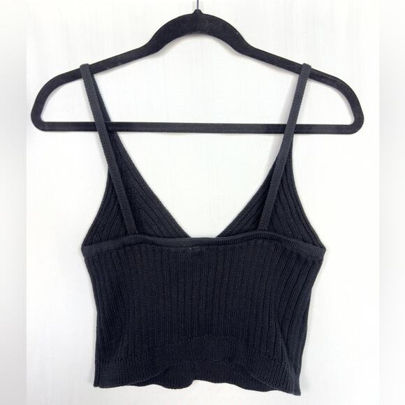 Free People Cropped Sweater Knit Corset Detail Swit Cami Black Cotton Size Small - Picture 6 of 7